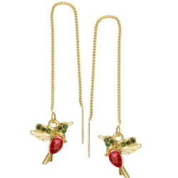 Pendientes Dorados Colibrí con Piedras de Colores | Elegancia y Brillo