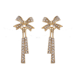 Pendientes Lazo con Cristales Brillantes, Modelo Pasante, Elegantes