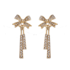 Pendientes Lazo con Cristales Brillantes, Modelo Pasante, Elegantes